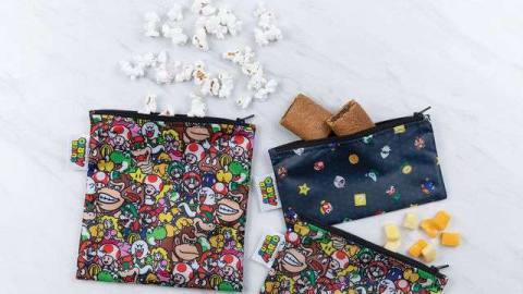 Bumkin’s Mario-themed toddler snack pouches contain popcorn and a snack bar.