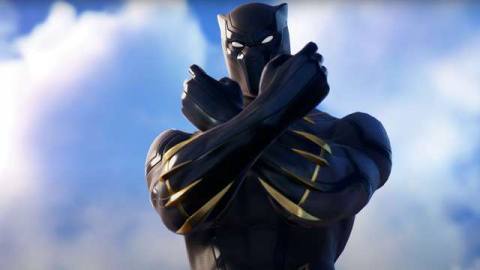 Black Panther in Fortnite using the Wakanda Forever emote