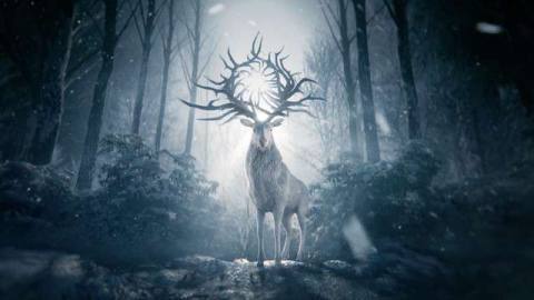 a glowing white magical stag