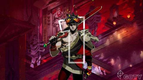 artwork of Zagreus from Hades superimposed on the starting area, with a stenciled number 1 on top of him
