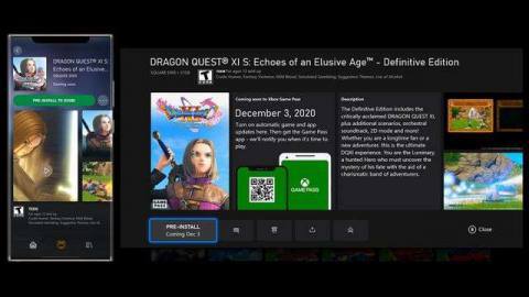 screenshot of Dragon Quest 9’s page in Xbox Game Pass’ coming soon section