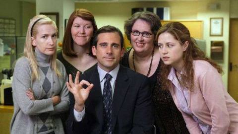 the cast of the office, in an office