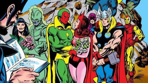 Vision and Scarlet Witch’s original wedding on the cover of Giant-Size Avengers #4