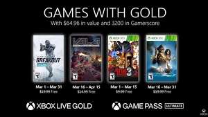 Microsoft announces March 2021 Xbox Games with Gold titles