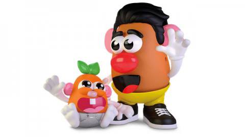 A possible configuration of the Potato Head family, with a father and a baby.
