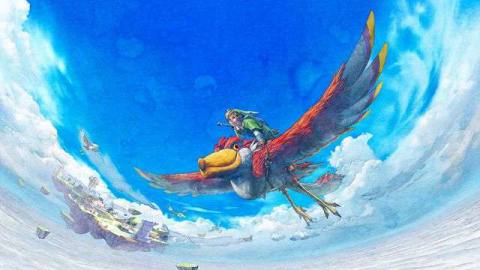 Artwork of Link riding a Loftwing from The Legend of Zelda: Skyward Sword