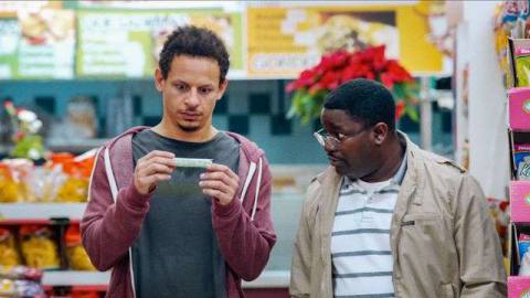 Eric Andre and Lil Rey Howery check the drugs they just took at a grocery store in Bad Trip