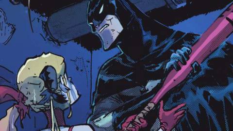 Harley Quinn begs for her bat back from Batman