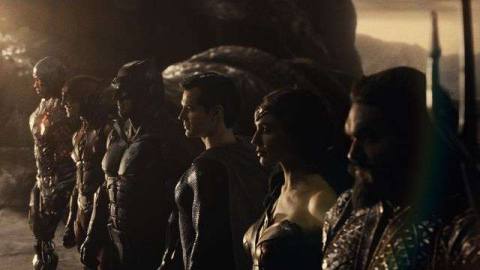 the Justice League assembled on the edge of a cliff in Zack Snyder’s Justice League