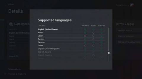Xbox Supported Languages