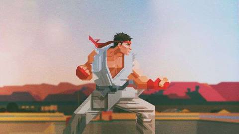 A stylized illustration of Ryu from Street Fighter