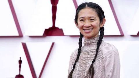Best Director Oscar winner Chloé Zhao arriving at the 93rd Academy Awards