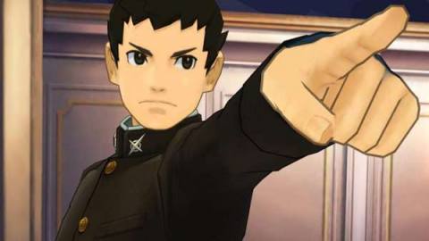 Screenshot of the Great Ace Attorney Chronicles protagonist pointing