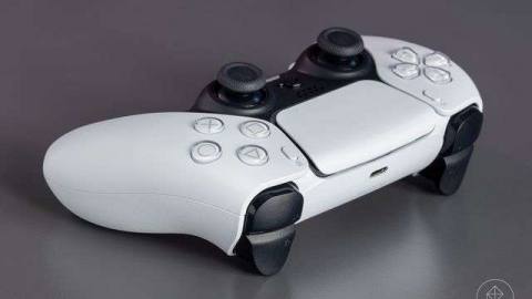 An angled view showing the trigger buttons of the DualSense controller