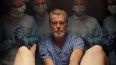 Pierce Brosnan as Doctor Hindle in Hulu’s False Positive