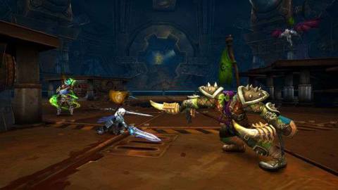 World of Warcraft - two armored combatants fight in the game’s PvP mode