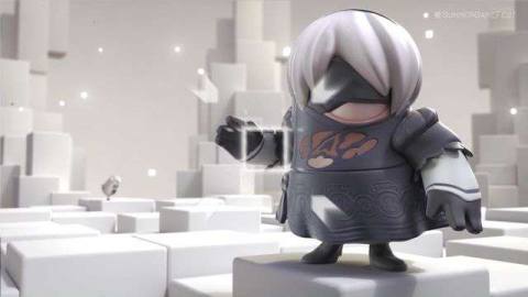 2B from Nier Automata stumbles into Fall Guys