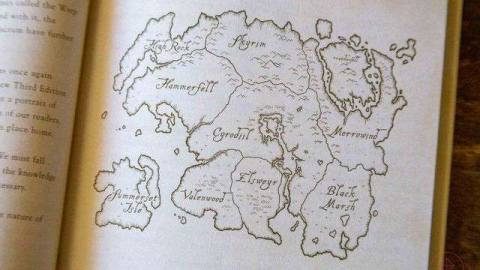 An image of a map of Tamriel from A Pocket Guide To The Empire, published with TES 4: Oblivion’s Collector’s Edition.