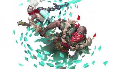 Legends of Runeterra - promotional art showing Ekko and Pyke from League of Legends attacking through a flurry of cards