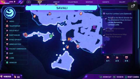 Ratchet & Clank Rift Apart Savali lorb 9 map location
