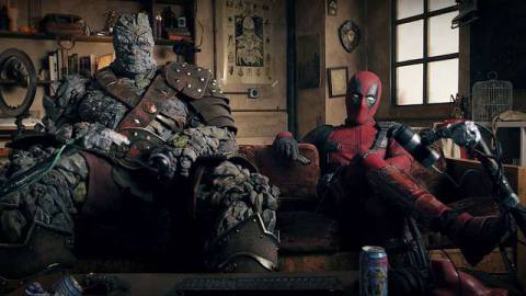 Deadpool and Korg from Thor: Ragnarok sit on a couch together in a new ad for Free Guy
