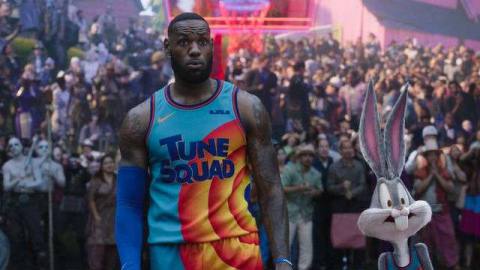 LeBron James and Bugs Bunny look aghast in Space Jam: A New Legacy