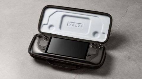 a photo of a steam deck, a new handheld console from valve, in a case