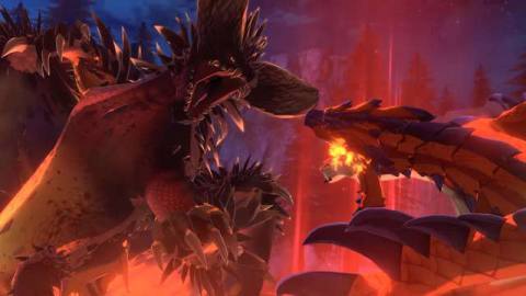 Nerigante and Rathalos battle in Monster Hunter Stories 2: Wings of Ruin