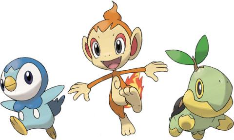 The three starter Pokémon in Brilliant Diamond and Shining Pearl