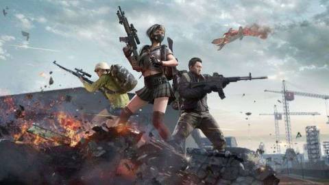 Key art from PUBG: Battlegrounds of several players fighting in the Korean Taego map