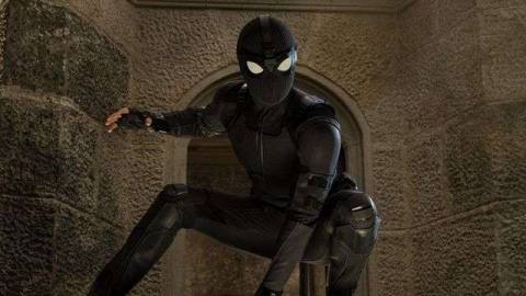Spider-Man wears his stealth suit in Spider-Man: Far From Home