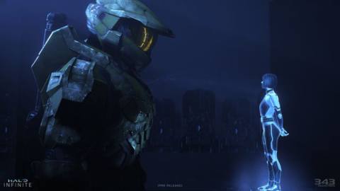 Master Chief speaks with Cortana in Halo Infinite