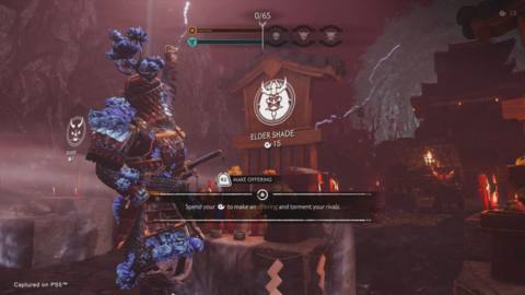 a screen in Ghost of Tsushima Legends, showing a player spending Magatama to “torment your rivals” in the new Rivals mode.