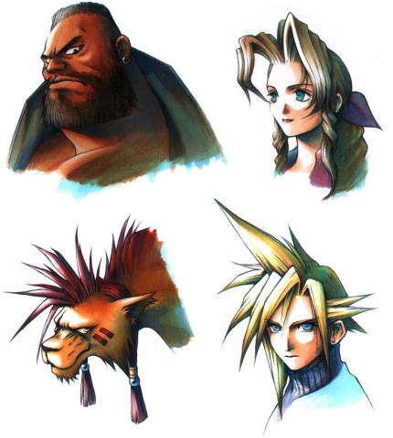 Final Fantasy VII heroes Barret, Aerith, Red XIII, and Cloud