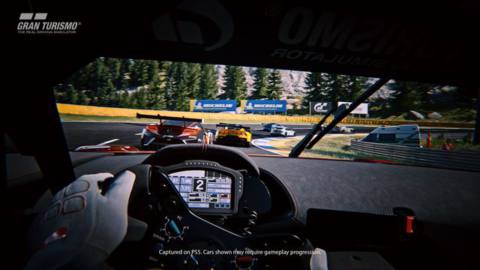 An in-dash shot of a race from Gran Turismo 7