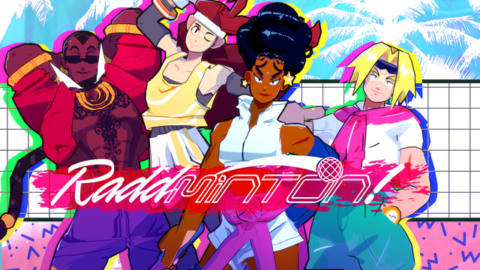 an image of four animated characters with the text “Raddminton.”