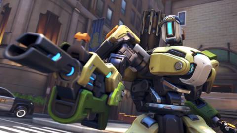 Bastion poses in a still from Overwatch 2