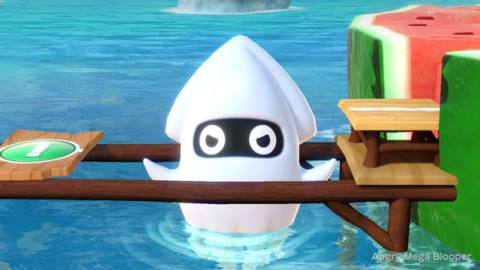 a giant angry squid in Super Mario Party