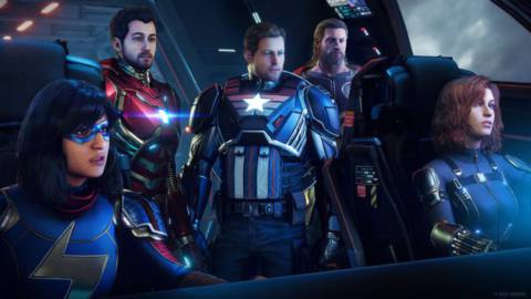 Ms. Marvel, Iron Man, Captain America, Thor, and Black Widow from Marvel’s Avengers