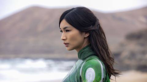 Sersi (Gemma Chan) stands on a beach in Marvel’s Eternals