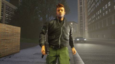 The GTA III protagonist in the definitive edition of the game
