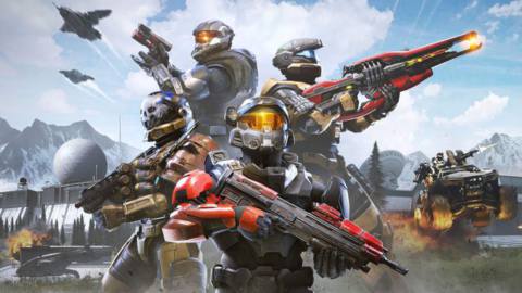 Artwork of four Spartans from Halo Infinite multiplayer