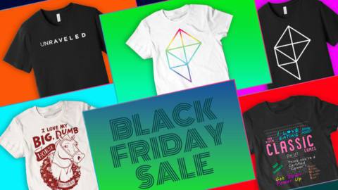 Grid of images with Polygon t-shirts, with “Black Friday Sale” in the middle