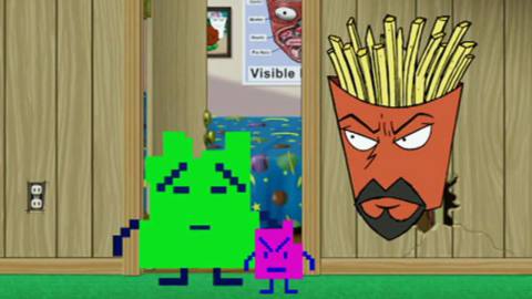 The Mooninites hang out with Frylock on Aqua Teen Hunger Force