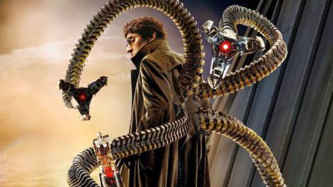 Alfred Molina as Doctor Octopus in promotional material for Spider-Man 2.