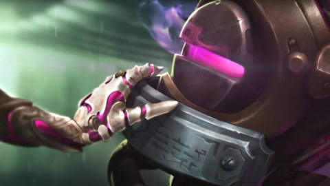 A mysterious hand on a metal shoulder from League of Legends