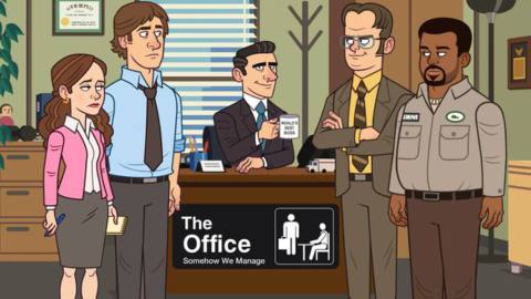 The cast of “The Office: Somehow We Manage.”