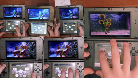 An edit of a YouTube video, showing several Nintendo 3DS’ playing “Africa” by Toto.