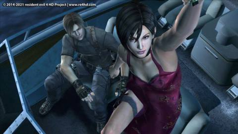 Ada and Leon S. Kennedy on a boat from Resident Evil 4 HD Project