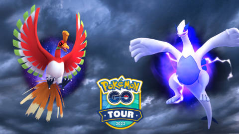 Apex Shadow Ho-oh and Lugia flying in a stormy sky